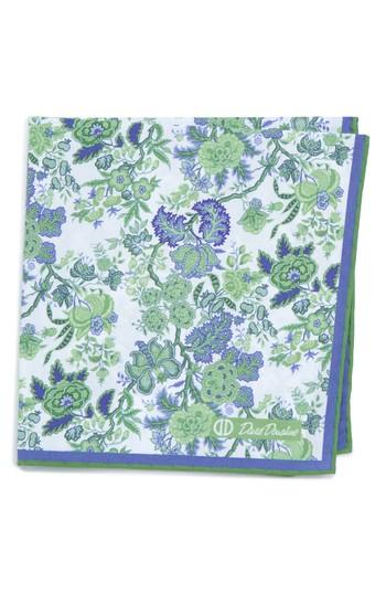 Men's David Donahue Floral Cotton Pocket Square, Size - Green
