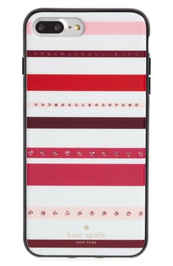 Kate Spade New York Jeweled Stripe Iphone 7 & 7 Case - Pink