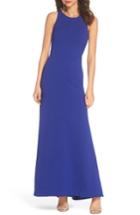 Women's Sequin Hearts Beaded Ruffle Back Scuba Gown - Blue