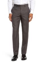 Men's Nordstrom Men's Shop Flat Front Check Wool Trousers - Brown
