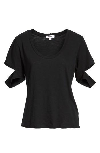 Women's Lna Sylvan Slit Sleeve Cotton Tee - Black