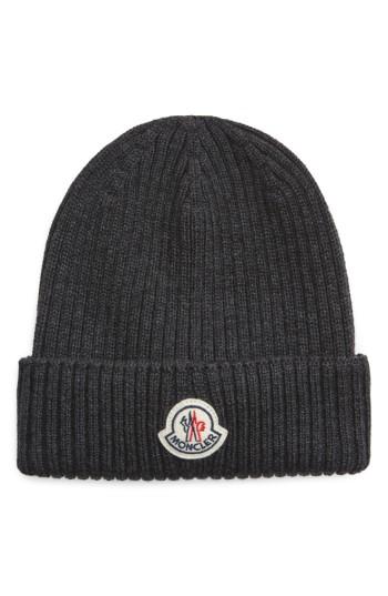 Men's Moncler Rib Knit Beanie - Black