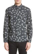 Men's Saturdays Nyc Crosby Gingko Print Sport Shirt - Black