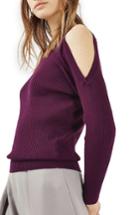 Women's Topshop Cold Shoulder Sweater Us (fits Like 0) - Purple