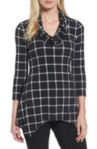 Women's Chaus Terrace Plaid Handkerchief Hem Top - Black