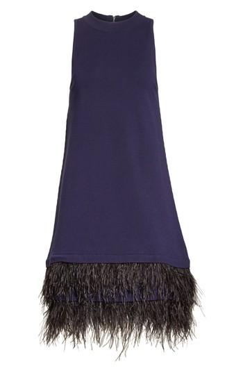 Women's Milly Feather Hem Shift Dress, Size - Blue