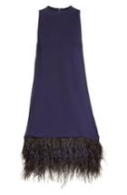 Women's Milly Feather Hem Shift Dress, Size - Blue
