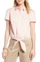 Women's 1901 Tie Front Poplin Shirt - Pink
