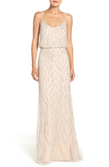 Women's Adrianna Papell Embellished Blouson Gown - Brown