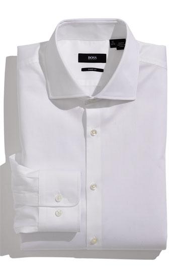 Boss Black Men's 'miles' Solid Cotton Sharp Fit Dress Shirt White
