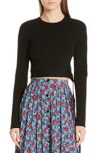 Women's Robert Rodriguez Crop Belt Hem Merino Wool Blend Sweater - Black