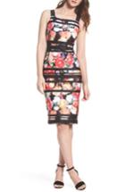 Women's Adrianna Papell Stripe Botanical Scuba Sheath Dress - Black