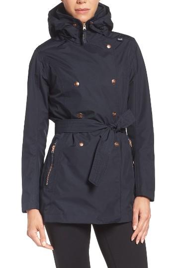 Women's Helly Hansen 'wesley' Waterproof Trench Coat - Blue