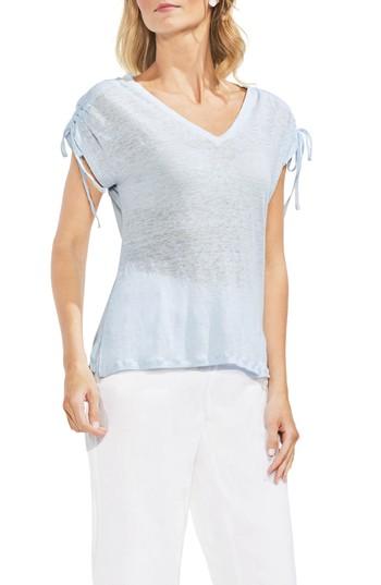 Women's Vince Camuto Drawstring Shoulder V-neck Tee, Size - Blue