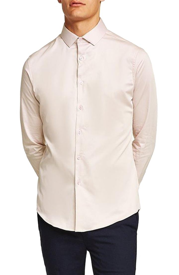 Men's Topman Stretch Smart Shirt, Size - Purple