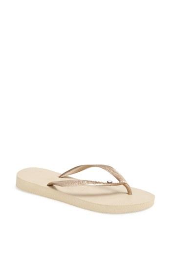 Women's Havaianas 'slim Crystal Glamour' Flip Flop /36 Br - Beige
