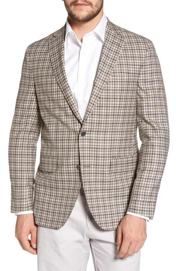 Men's David Donahue Arnold Classic Fit Plaid Wool Sport Coat R - Brown