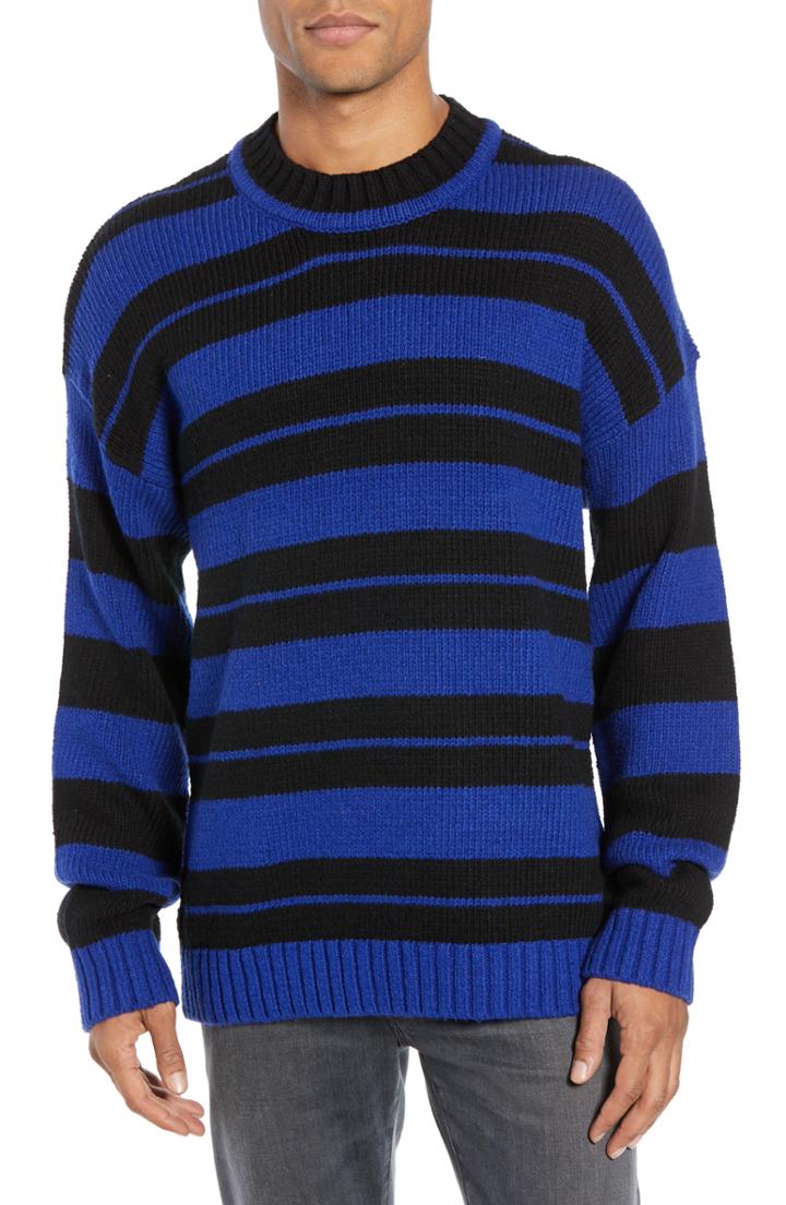 Men's French Connection Regular Fit Varsity Stripe Sweater - Blue