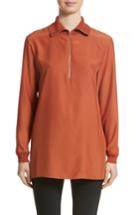 Women's Lafayette 148 New York Daryn Matte Silk & Knit Combo Blouse, Size - Orange