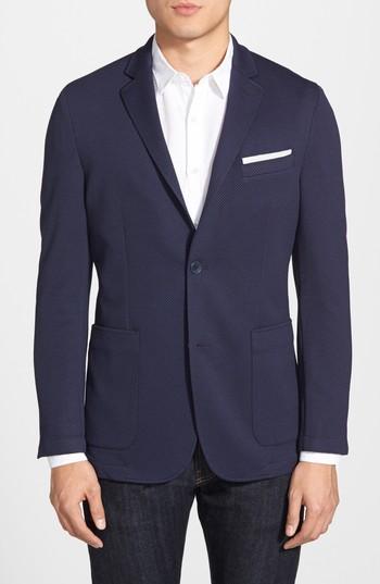 Men's Vince Camuto Slim Fit Stretch Knit Blazer, Size Mt - Blue