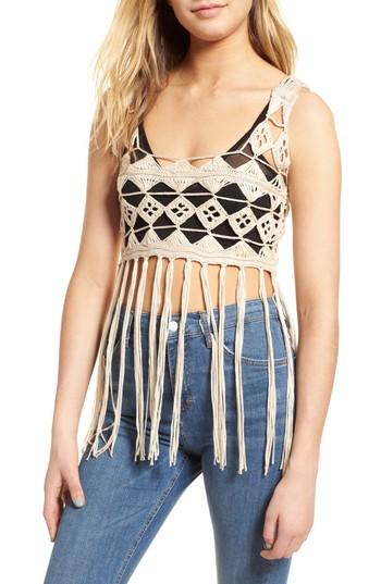Women's Ten Sixty Sherman Tassel Hem Crochet Top - Beige