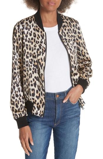 Women's Alice + Olivia Lonnie Reversible Silk Bomber Jacket - Black