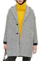 Women's Topshop Herringbone Check Coat - Grey