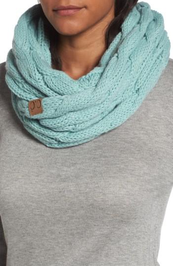 Women's Cc Cable Knit Infinity Scarf, Size - Green