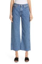 Women's Simon Miller Crop Frayed Wide Leg Jeans - Blue