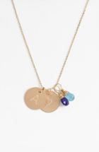 Women's Nashelle Blue Quartz Initial & Heart 14k-gold Fill Disc Necklace