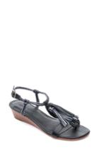Women's Bernardo Footwear Court Fringe Leather Sandal .5 M - Black