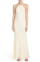 Women's Lulus Spaghetti Strap Scallop Lace Mermaid Gown