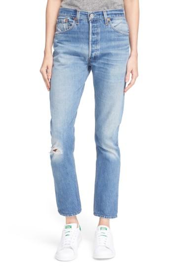 Women's Re/done The High Waist Reconstructed Jeans - Blue