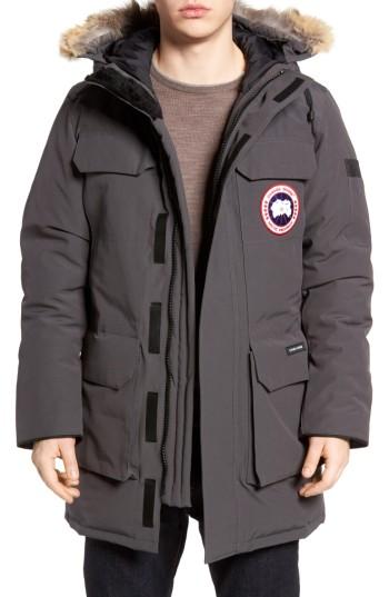 Men's Canada Goose 'citadel' Slim Fit Parka With Genuine Coyote Fur - Grey
