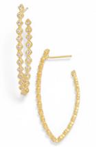 Women's Freida Rothman 'textured Pearl' Cubic Zirconia Elongated Hoop Earrings