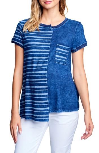 Women's Maternal America Uneven Maternity Top - Blue