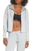 Women's Adidas Id Q4 Typo Crop Hooded Jacket - Grey