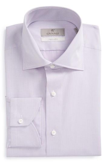 Men's Canali Regular Fit Geometric Dress Shirt - Purple