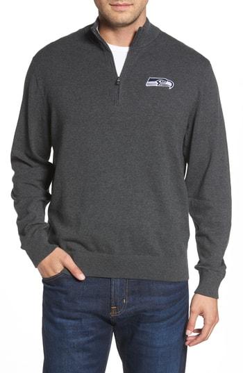 Men's Cutter & Buck Seattle Seahawks - Lakemont Fit Quarter Zip Sweater
