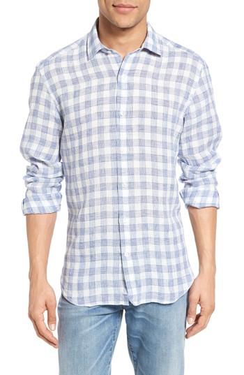 Men's Culturata Washed Linen Check Sport Shirt - Blue