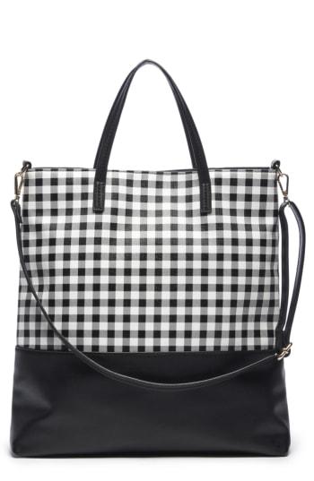 Sole Society Gingham Faux Leather Tote - Black