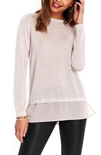 Women's Wallis Metallic Split Back Sweater Us / 8 Uk - Pink
