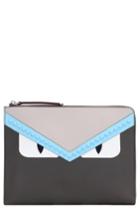 Fendi Large Monster Leather Zip Pouch -