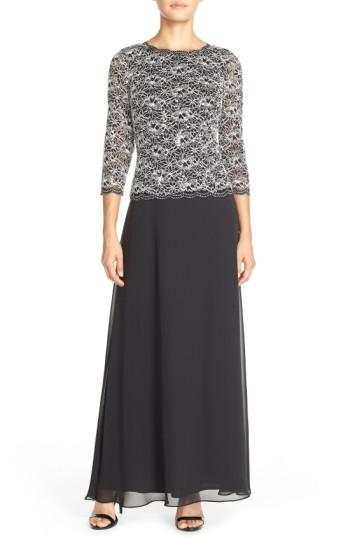 Women's Alex Evenings Lace & Chiffon Mock Two-piece Gown