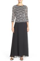 Women's Alex Evenings Lace & Chiffon Mock Two-piece Gown
