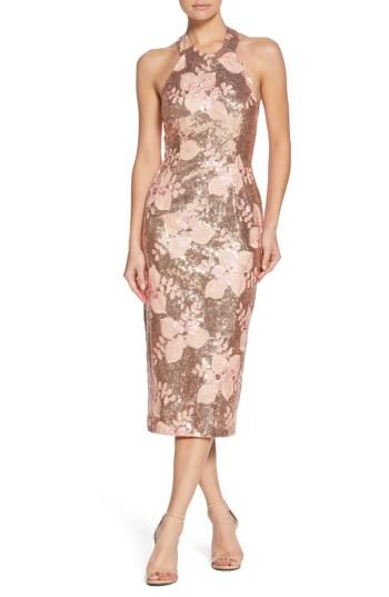 Women's Dress The Population Cassie Halter Sequin Dress - Pink