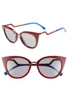 Women's Fendi 52mm Cat Eye Sunglasses - Red/ Burgundy
