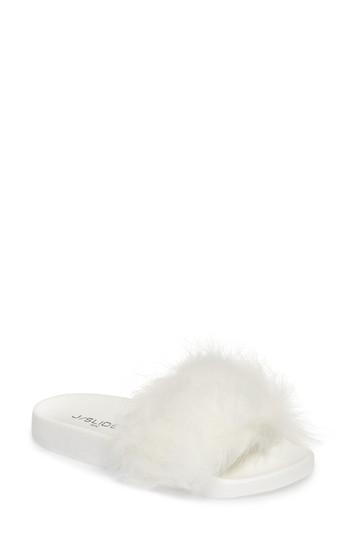 Women's Jslides Sophie Faux Fur Slide Sandal .5 M - White