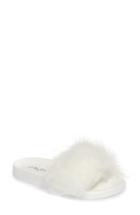 Women's Jslides Sophie Faux Fur Slide Sandal .5 M - White
