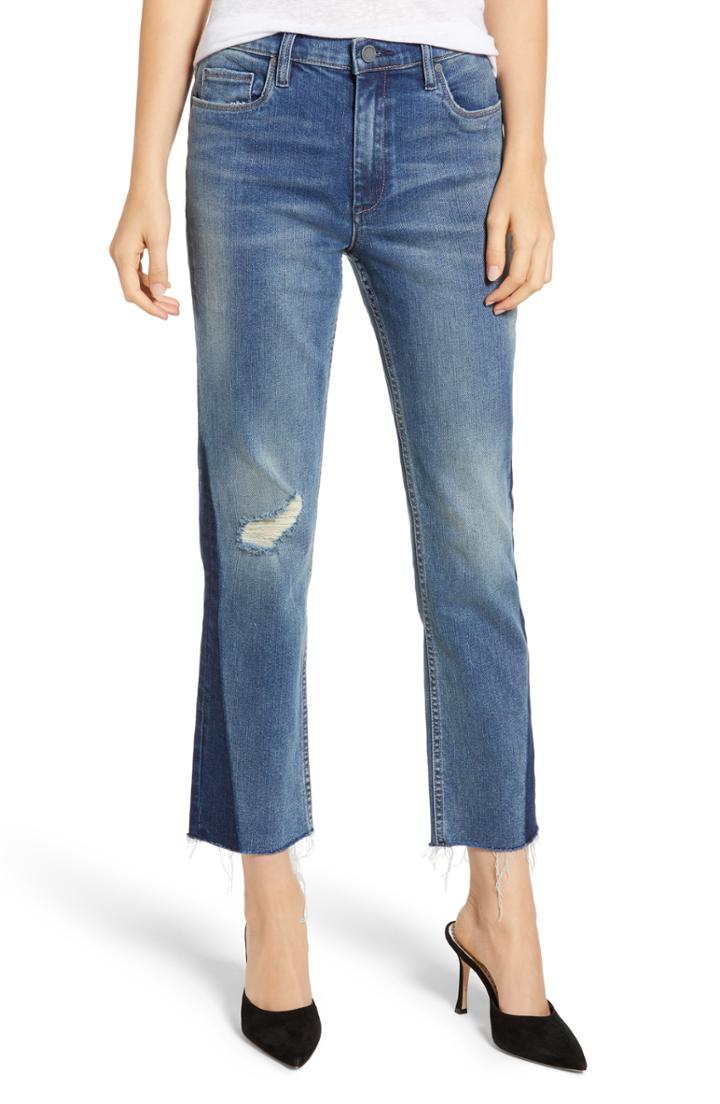 Women's Blanknyc Inset Hem Crop Straight Leg Jeans - Blue